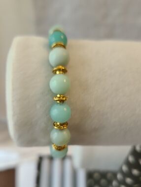 Blue Amazonite Beaded Stretch Bracelet - Women Jewelry